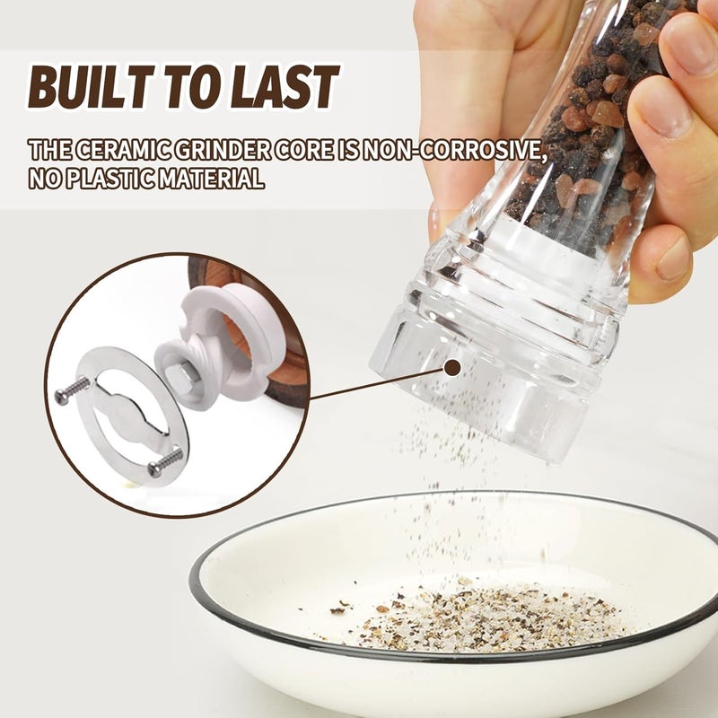 AGIgear Acrylic Pepper Mill,Adjustable Coarseness Manual Pepper Mill and Salt Shaker,Clear Acrylic Salt and Pepper Grinder for Pepper, Cumin, Sea Salt,Dry pepper (6 inch) - Image 3